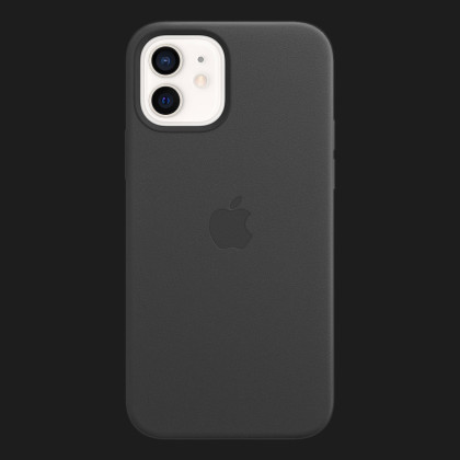 Оригинальный чехол Apple Leather Case with MagSafe для iPhone 12 mini (Black) (MHKA3)